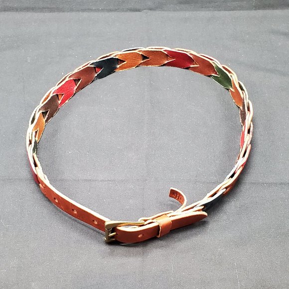 Fossil Mutli-Color Braided Genuine Leather Belt Size Medium - Picture 3 of 6